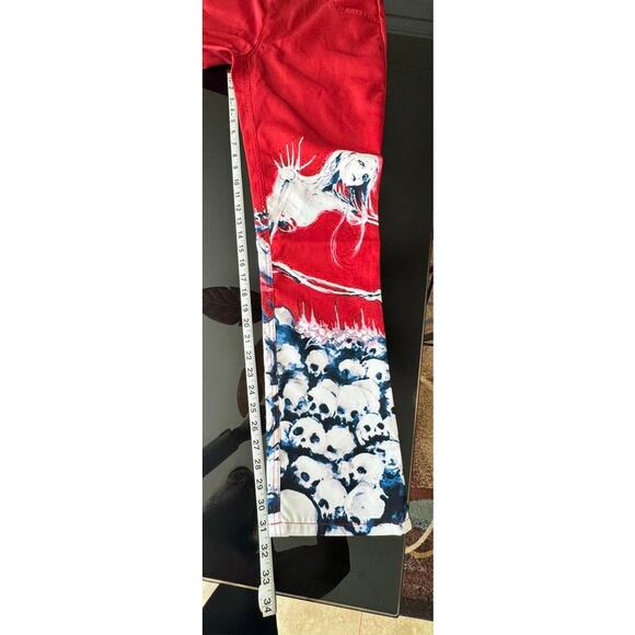 Catharsis Red Graphic Pants**Size 34** Ghost/Skull Print *NWT* - Picture 5 of 11